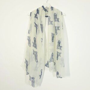 Sheer Cat Novelty Print Scarf